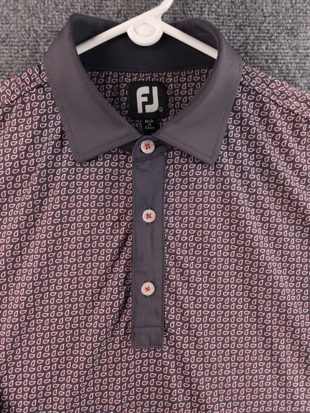 Footjoy Golf Polo Paisley Geometric Stretch Large Collared Pullover Short Sleeve